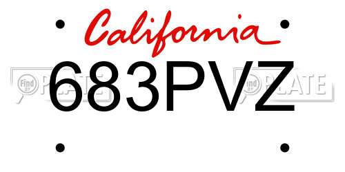 683PVZ California License Plate