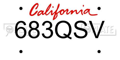 683QSV California License Plate