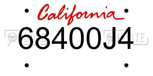 68400J4 California License Plate