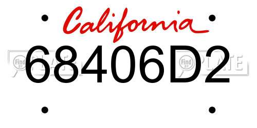 68406D2 California License Plate