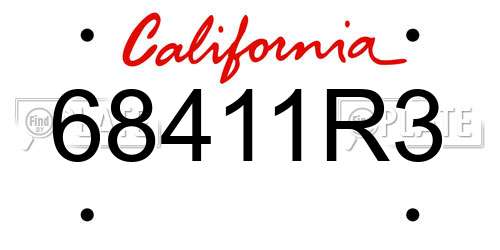 68411R3 California License Plate