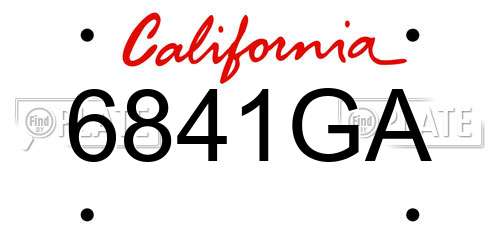 6841GA California License Plate