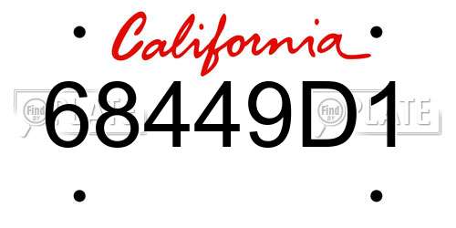 68449D1 California License Plate