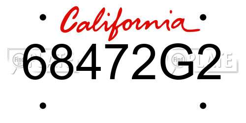 68472G2 California License Plate