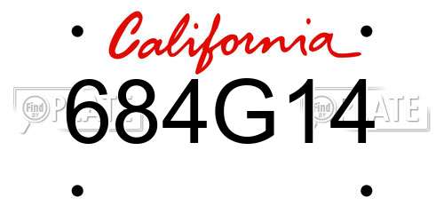 684G14 California License Plate