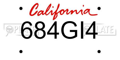 684GI4 California License Plate
