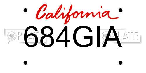 684GIA California License Plate