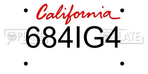 684IG4 California License Plate