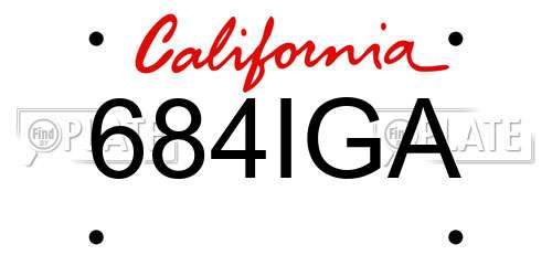 684IGA California License Plate