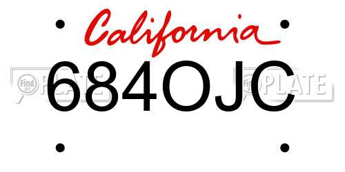 684OJC California License Plate