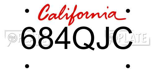 684QJC California License Plate