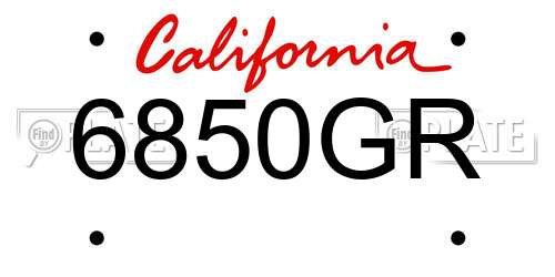 6850GR California License Plate