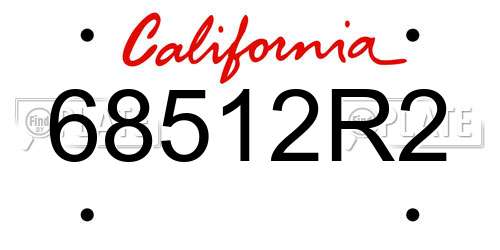 68512R2 California License Plate