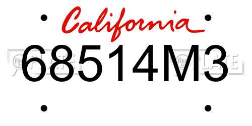 68514M3 California License Plate