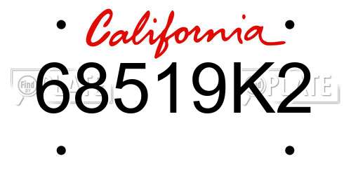 68519K2 California License Plate