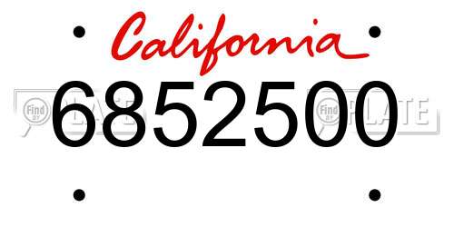 6852500 California License Plate