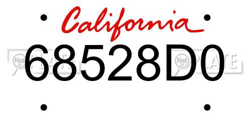 68528D0 California License Plate