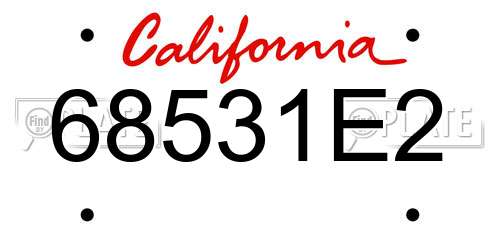 68531E2 California License Plate