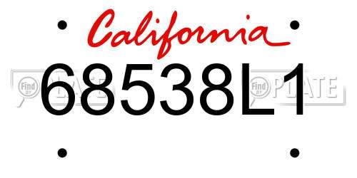 68538L1 California License Plate