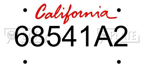 68541A2 California License Plate