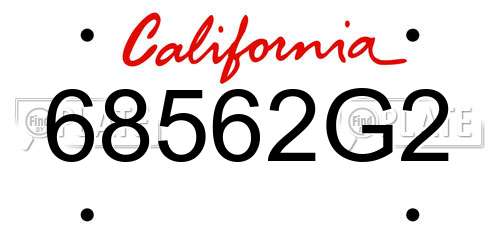68562G2 California License Plate
