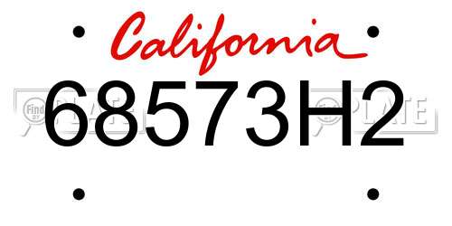 68573H2 California License Plate