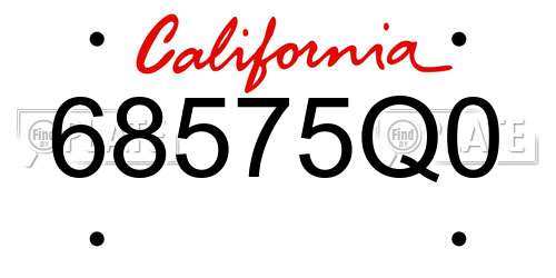 68575Q0 California License Plate