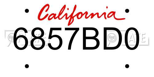 6857BD0 California License Plate