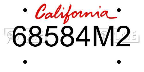 68584M2 California License Plate