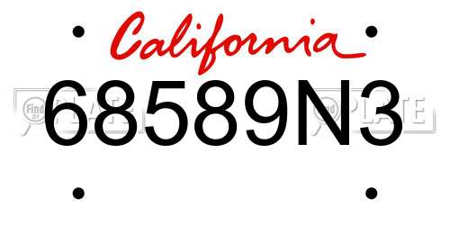 68589N3 California License Plate