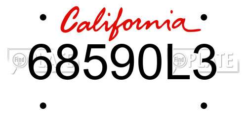 68590L3 California License Plate