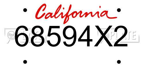 68594X2 California License Plate