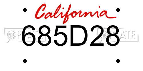 685D28 California License Plate