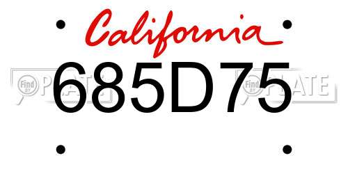 685D75 California License Plate