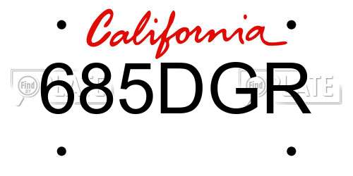 685DGR California License Plate