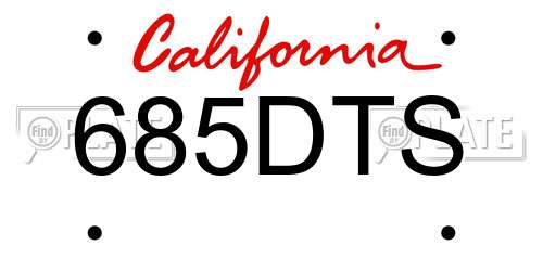 685DTS California License Plate