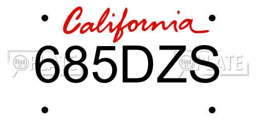 685DZS California License Plate