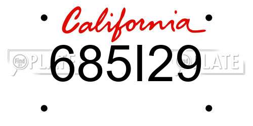 685I29 California License Plate