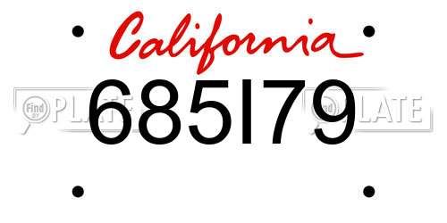 685I79 California License Plate