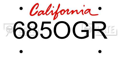 685OGR California License Plate