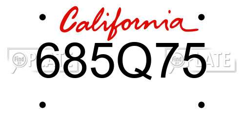685Q75 California License Plate