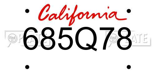 685Q78 California License Plate
