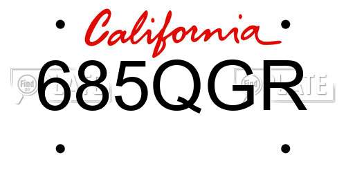 685QGR California License Plate