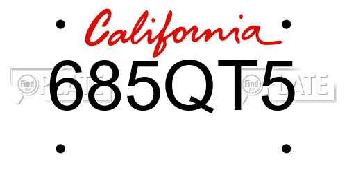 685QT5 California License Plate