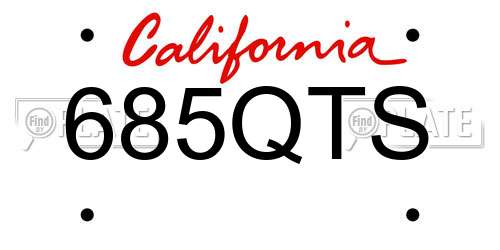 685QTS California License Plate