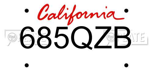 685QZB California License Plate