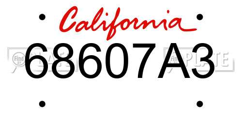 68607A3 California License Plate