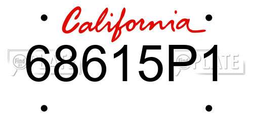 68615P1 California License Plate