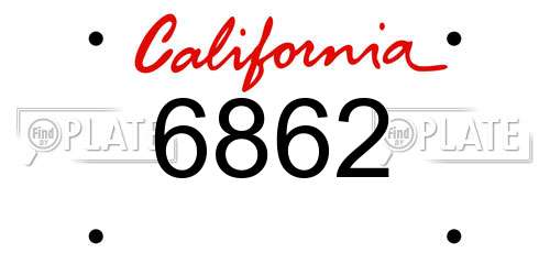 6862 California License Plate