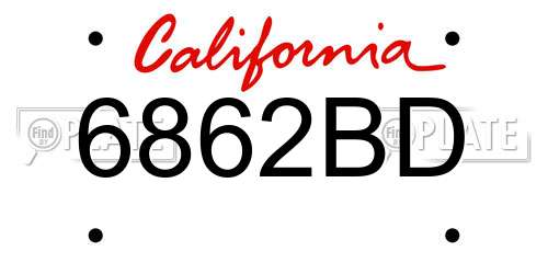6862BD California License Plate